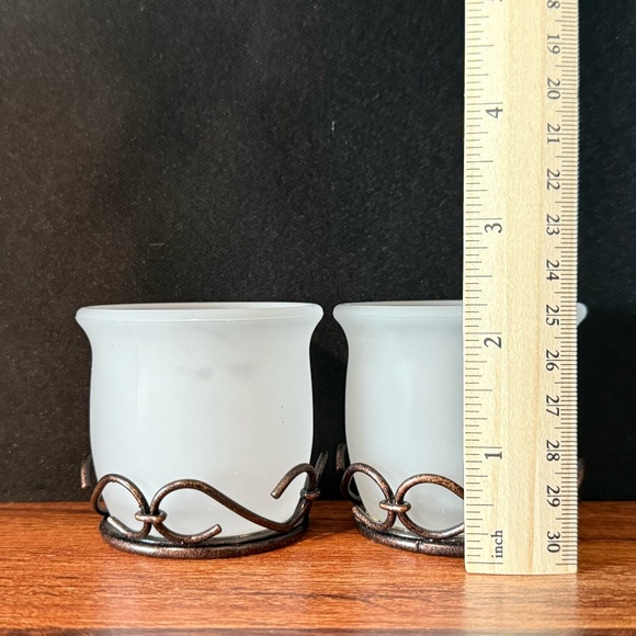 MY MOMENTS Frosted Glass w/Metal Base Candle Holders (Set of 3) - Picture 5 of 14